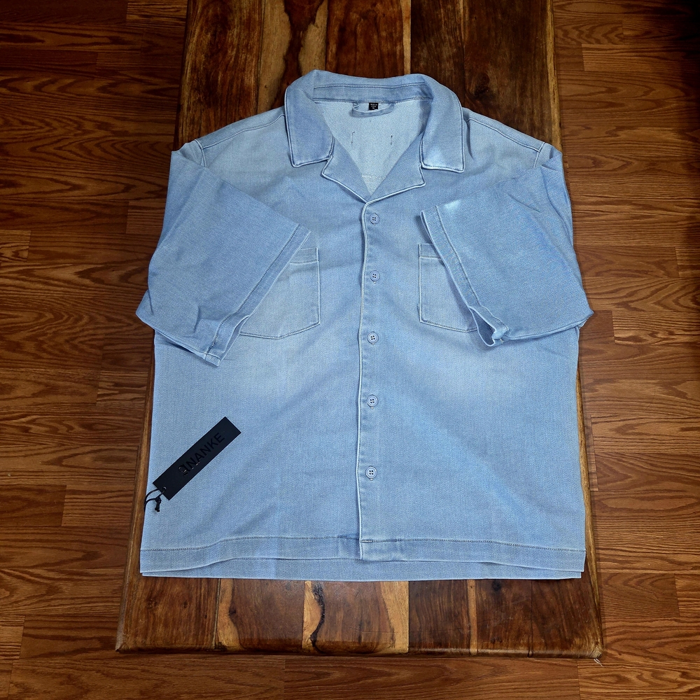 Ananke Men's Light Blue Short Sleeve Button-Up Shirt